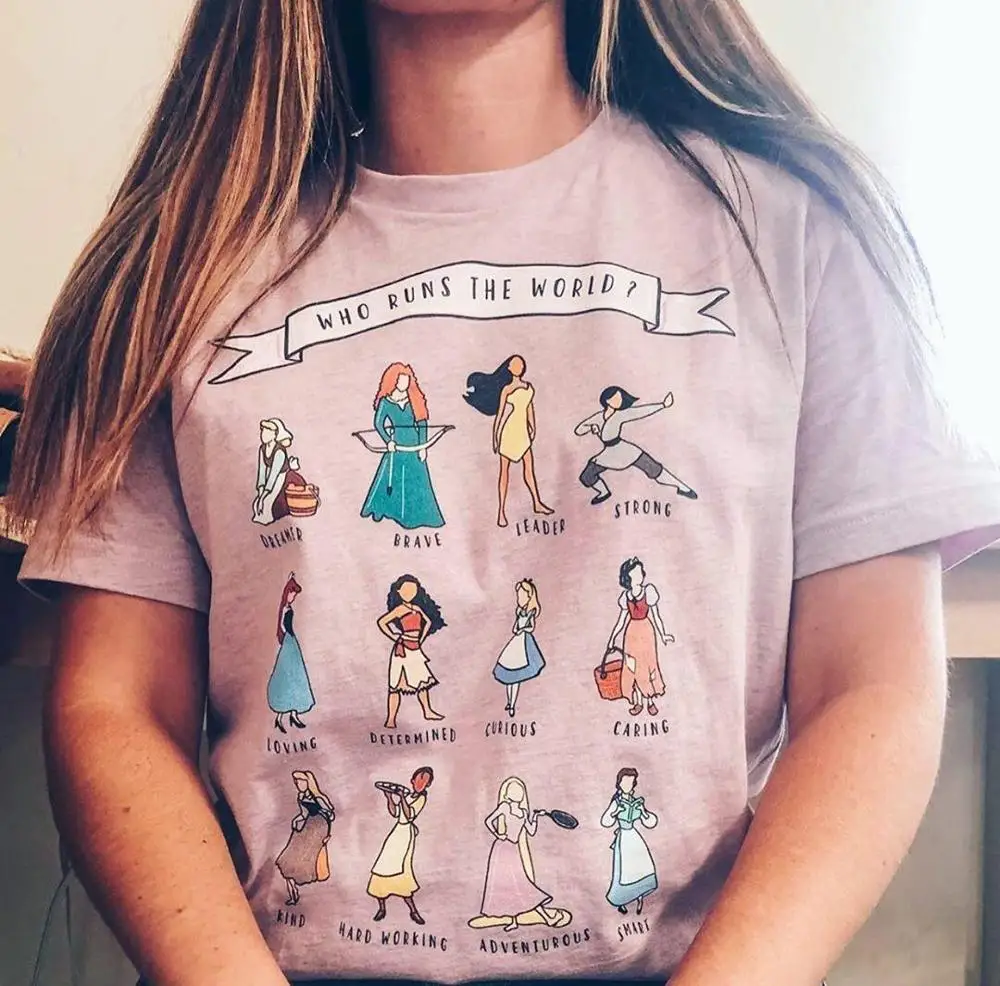 Женская летняя футболка с графическим принтом 2020 забавная принцессы Харадзюку
