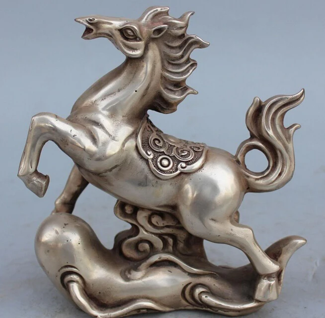 8 &quotКитайский серебряный животный сочный бегущий конь на геньшене Panax скульптура