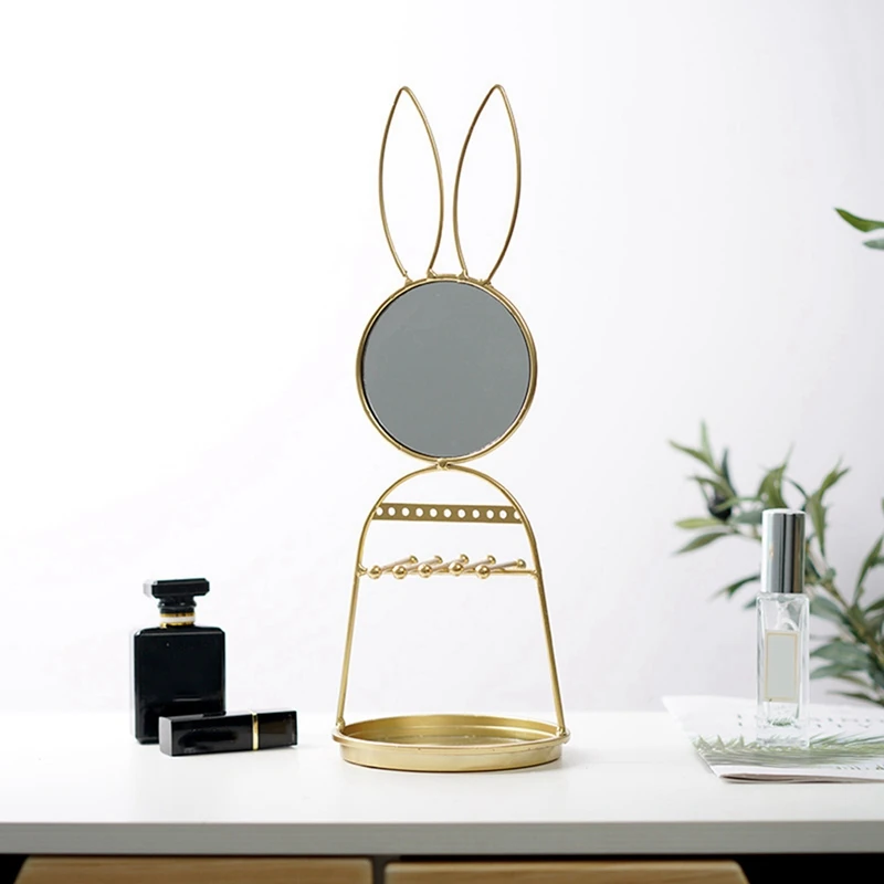 

2Pcs Eye Nordic Makeup Mirror with Jewelry Display Stand Desktop Mirror Detachable, 31X24X14Cm & 36X13X13Cm