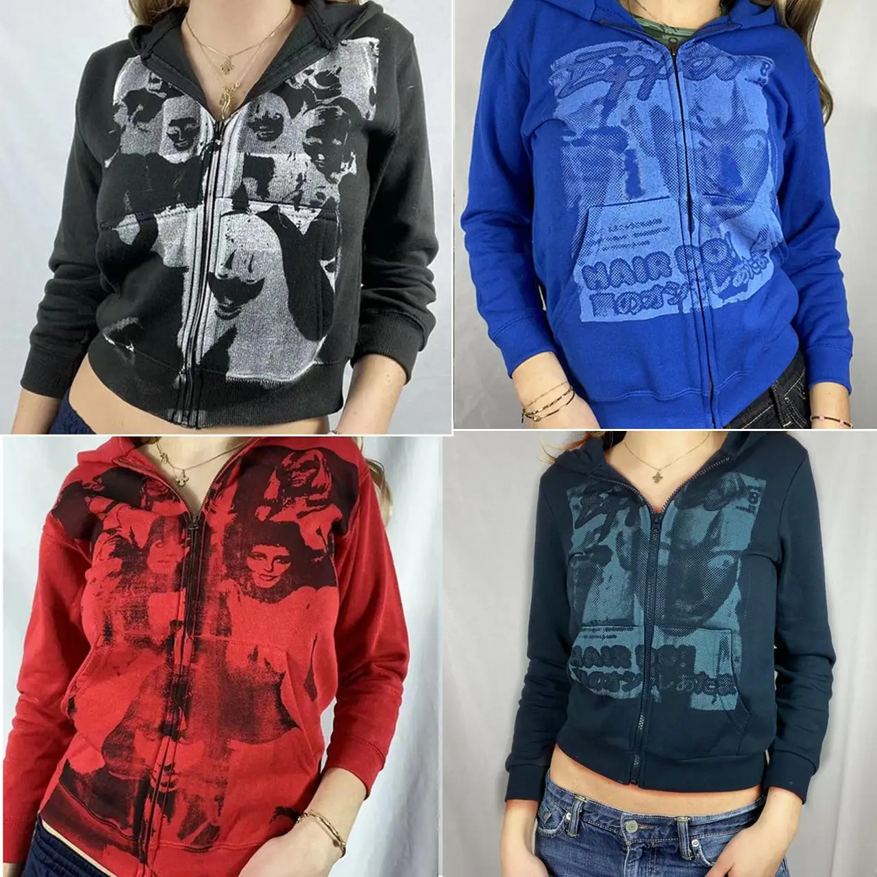 

New Sweatshirt Women Gothic Harajuku Long Sleeve Zipper Hoodies Female Spring Autumn Y2K Aesthetic Hip Hop Streetwear Tops men
