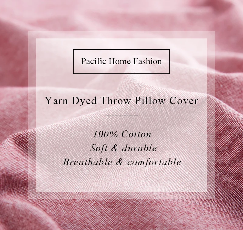 PHF Cotton Back Cushion Pillow Cover 45*45 cm Yarn Dye Pad For Solid Two-Pack Solid Russet Red Dark Grey Blue Color