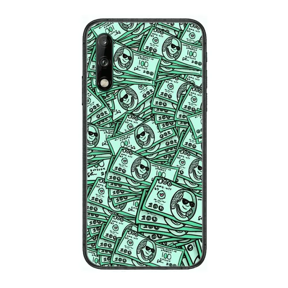 

US dollar style phone case Clear Phone Case For Huawei Y 5 6 7 8 9 A P S Pro 2020 2019 Black Etui Coque Hoesjes Comic Fashion