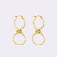 2021dainty trendy women earrings stainless steel luck number 8 rope wire gold plated earring for women waterproof