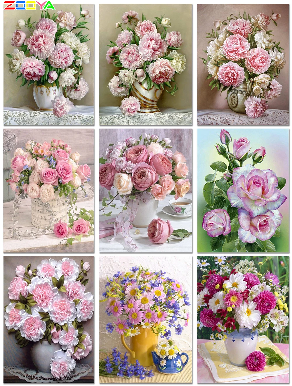 ZOOYA DIY 3D Алмазная картина вышивка крестиком цветы ваза Стразы Вышивка крестом по