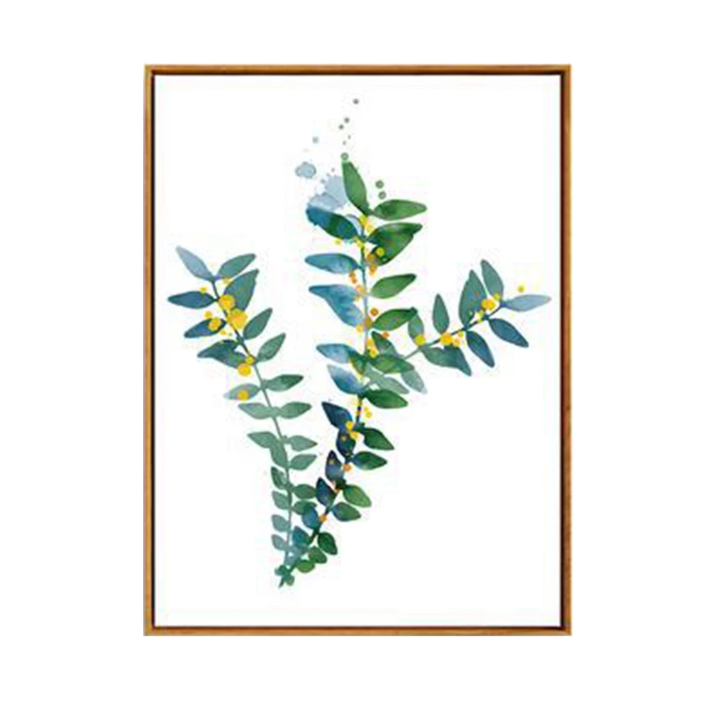 Лаконичное деревенское зеленое растение плакат зеленые листья холст