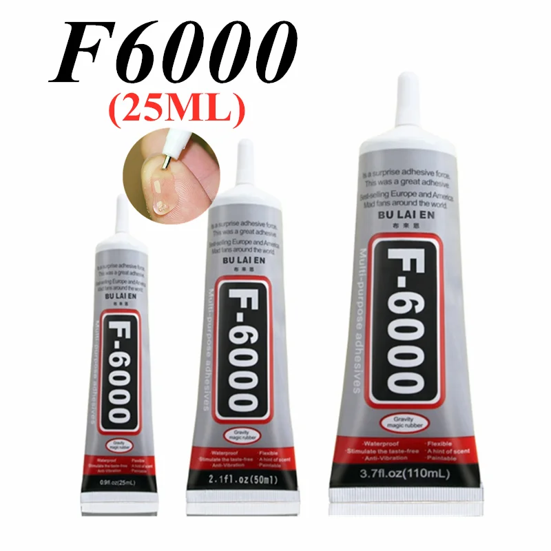 

F6000 25ml Liquid Multipurpose Industrial Adhesive DIY Jewelry Crafts Rhinestone Fix Phone Screen Glass Glue Nail Gel DIY Tool