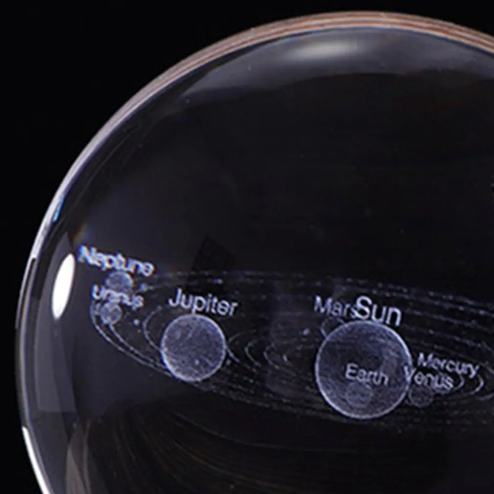 3D Solar System Crystal Ball Planets Glass Laser Engraved Globe Miniature Model Home Decor Astronomy Gift Ornament | Дом и сад