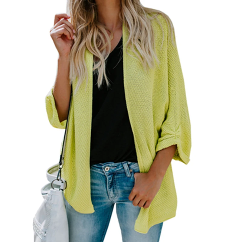 

New Solid Color Cardigan Jacket Sweater Long-sleeved Women's Autumn and Winter Sweater Multicolor Fashion Slim All-match Top