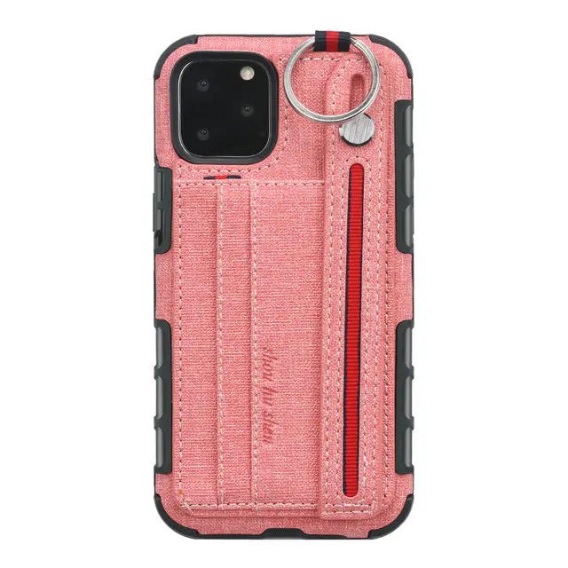 Розовый Для Coque iPhone 11 чехол для iPhone 11 Pro Max Роскошный чехол металлическое кольцо карточка из ткани слот Etui для iPhone11 Pro Чехол 11Pro Funda - Цвет: Розовый