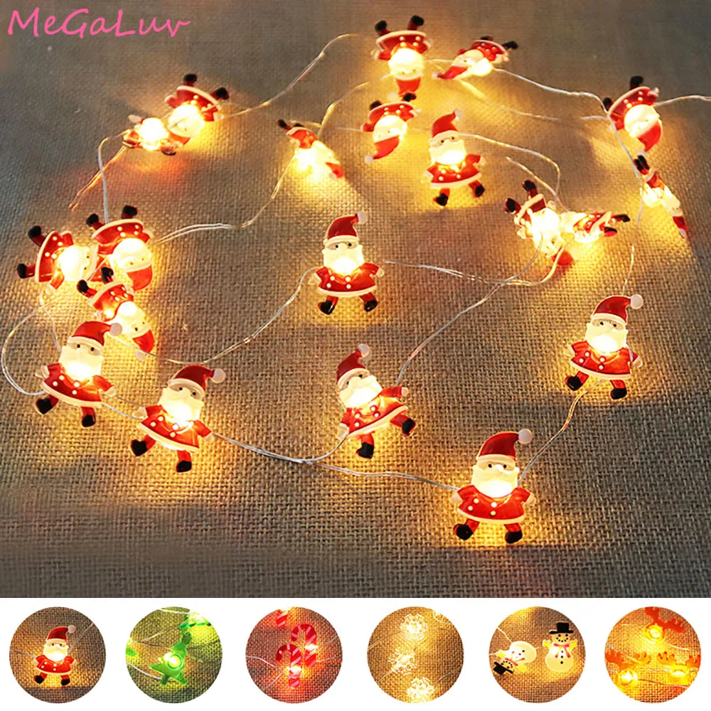 

2M Santa Claus Snowflake Snowman String Lights Garland Christmas Decorations for Home Xmas Ornaments 2022 New Year Navidad Natal