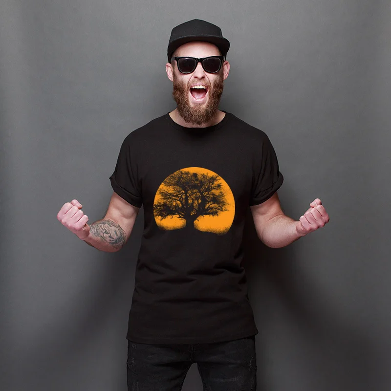 

Lovers Day Misty Tree Faddish Fashion T Shirt Fashionable O Neck T-Shirts Crazy Cotton Tops Shirt Harajuku