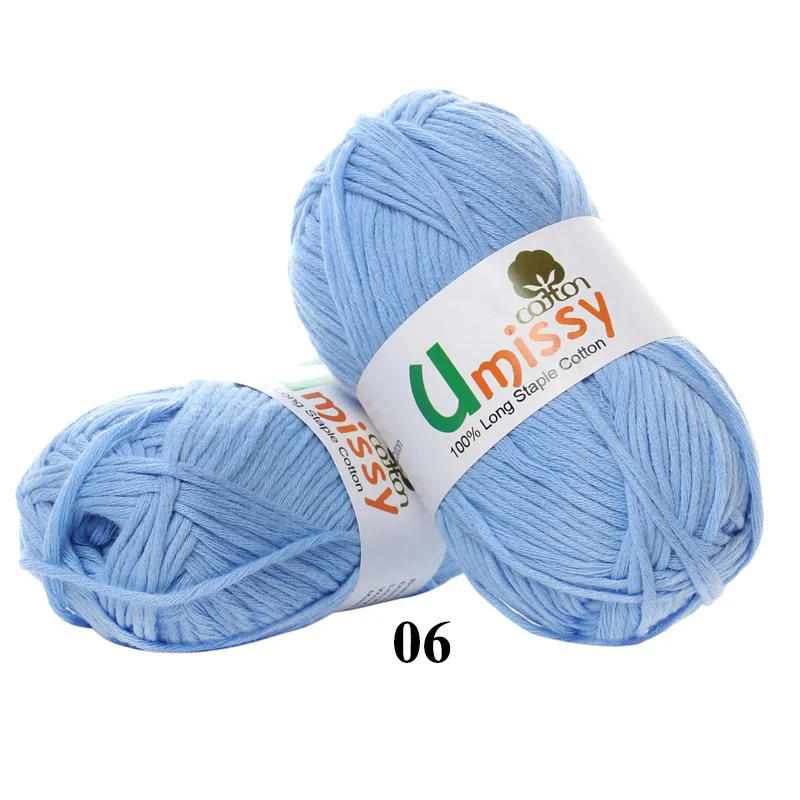 06 Skyblue 1pc Хлопчатобумажная пряжа для вязания, чесаная толстая пряжа для вязания, Органический Детский свитер, кукла, 50 г - Цвет: 06 Skyblue 1pc