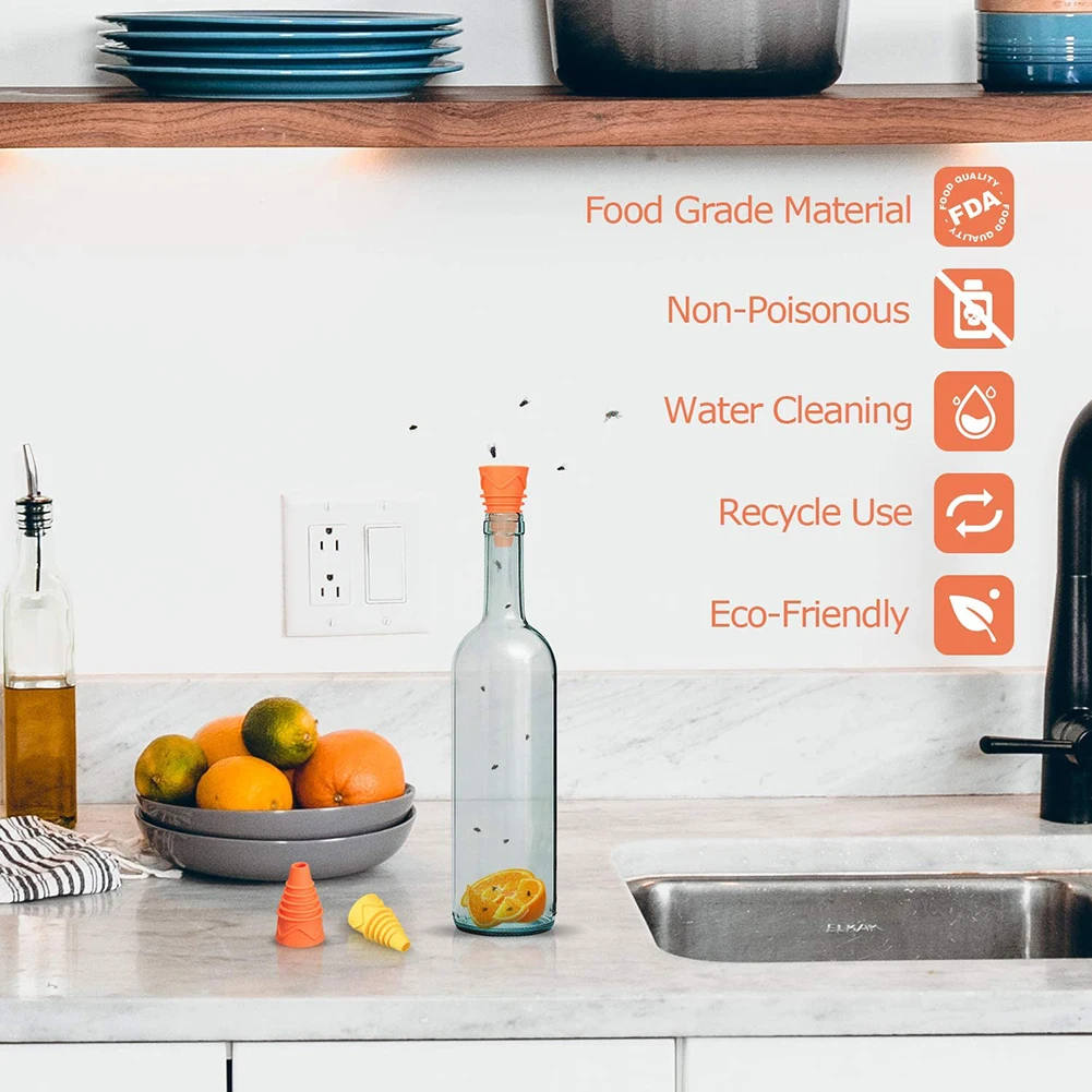 4/6/8 шт. гибкий ловушка для мух Воронка многоразовые силиконовые фрукты ловушек