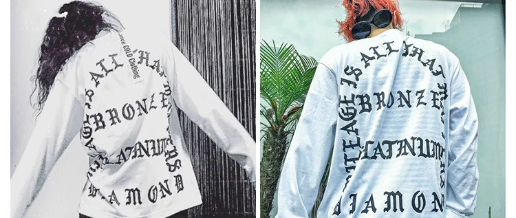 Ulzzang корейский стиль High Street бренд Kanye Кокосовая футболка с длинным рукавом буквенный принт пара оверсайз S~ 3XL