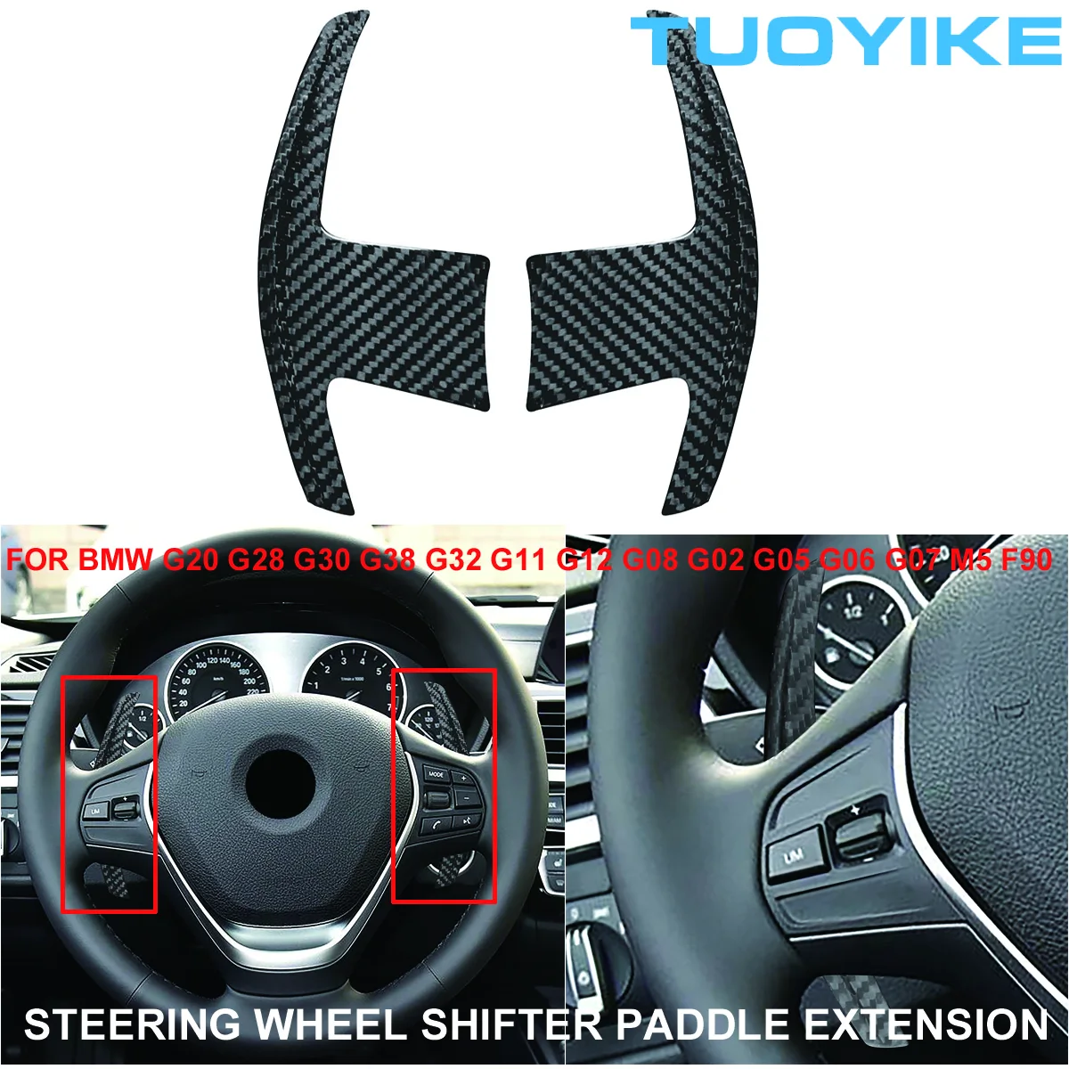 

Car Real Carbon Fiber Steering Wheel Shifter Paddle For BMW G20 G28 G30 G38 G32 G11 G12 G08 X4 X5 X7 G02 G05 G07 X6 G06 M5 F90