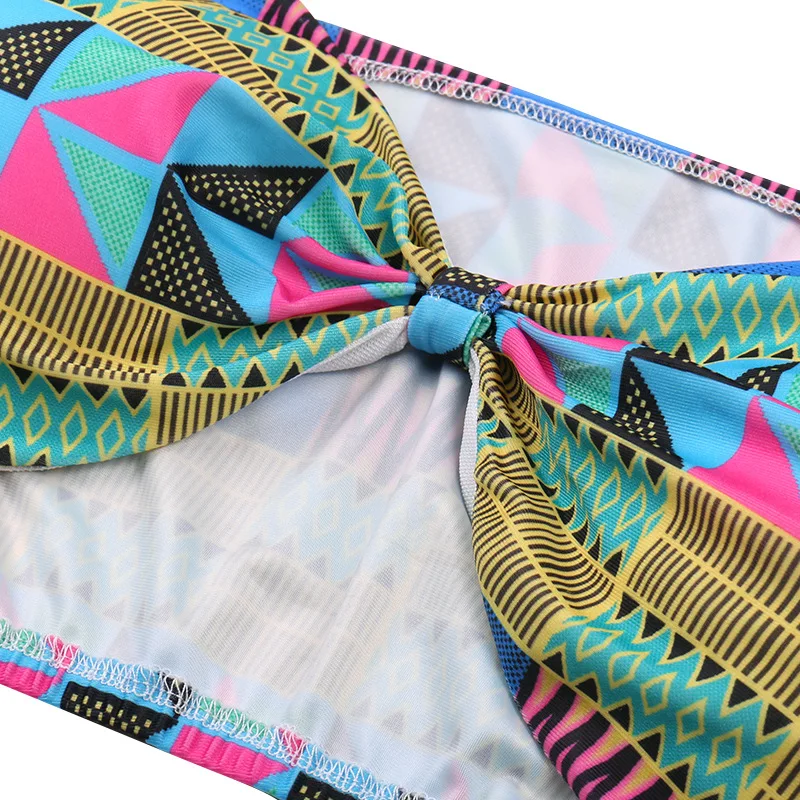 

Summer New Woman Brazilian 2 Piece Set Women's Sexy Bikini Beach Wear Stitching Printed Split Swimsuit