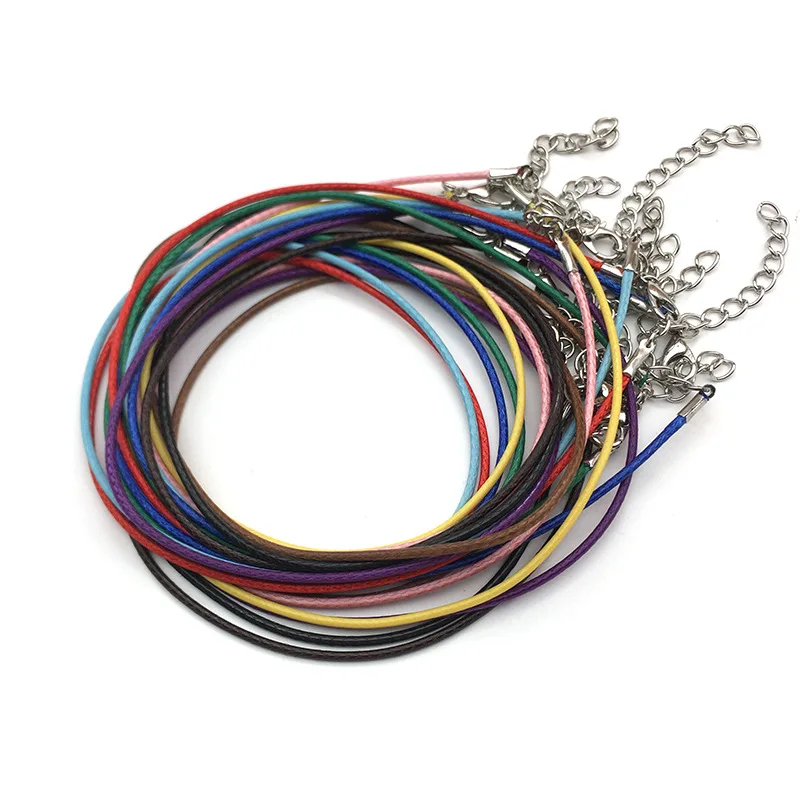 

20Pcs Multicolor Braided Adjustable Wax Cord For Bracelet Necklace Jewelry Making Leather Rope With Lobster Clasp String Chain