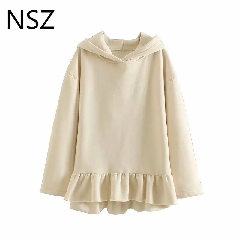 NSZ Женская однотонная флисовая толстовка с капюшоном негабаритных пуловеров