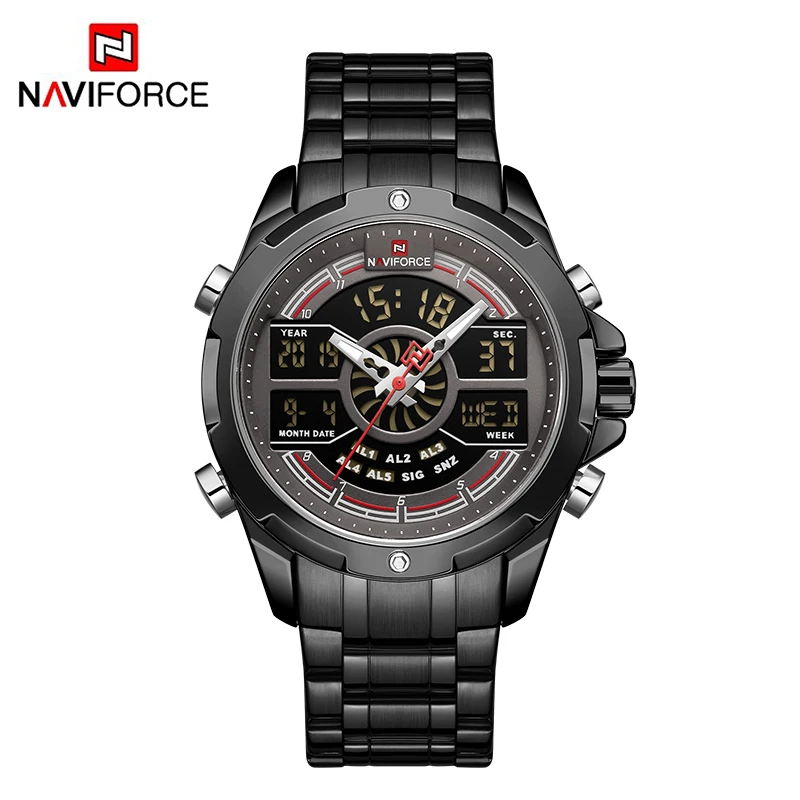 BGY Роскошные Брендовые мужские часы NAVIFORCE, военные, светодиодный, цифровые, спортивные, наручные часы, бизнес, стальной ремешок, кварцевые часы, Relogio Masculino - Цвет: BGY