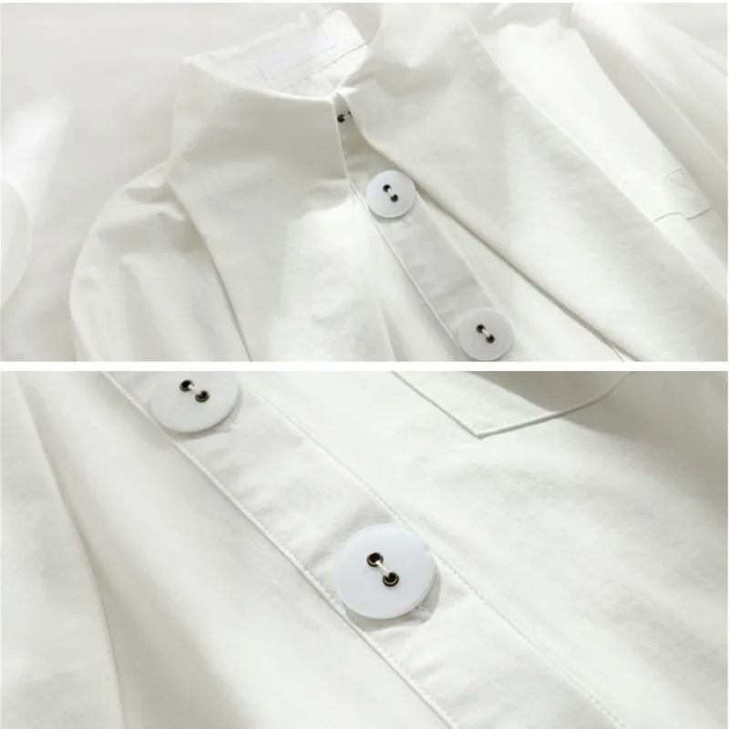 Женская винтажная блузка с рукавом летучая мышь белая Толстая Свободная из 100%