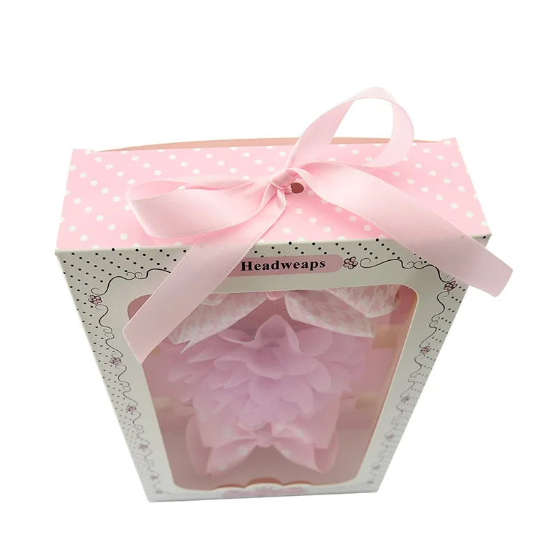 Handmade Princess Girl Boutique Grosgrain Ribbon Bow Elastic Headbands Gift Box Hair Tie Knot Band Kid Accessories | Детская одежда и