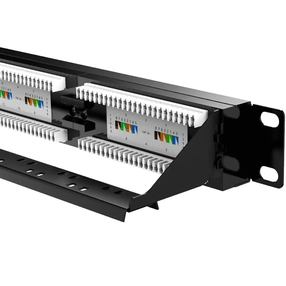 AMPCOM премиум серии CAT5/5e 24 порта патч панель стойка 1U 19 дюймов RJ45 Ethernet 568A 568B 15u
