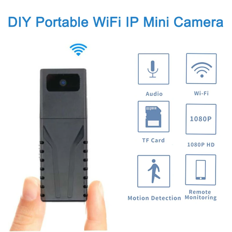 

WiFi IP Mini Camera 1080P HD P2P Wireless DIY Portable Micro Webcam Camcorder Video Recorder Support Remote View TF Card