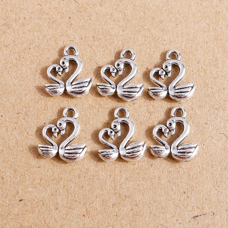 

30pcs 12*15mm Animal Charms for Jewelry Making Alloy Swan Charms Pendants for Necklaces Drop Earrings DIY Keychains Accessories
