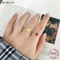 jecircon 925 sterling silver colorful square zircon gold chain adjustable rings european and american style light luxury ring