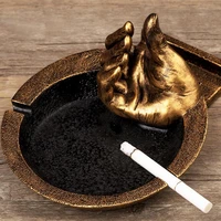 decoration resin hand shape smoking ashtray with phone holder for hotel