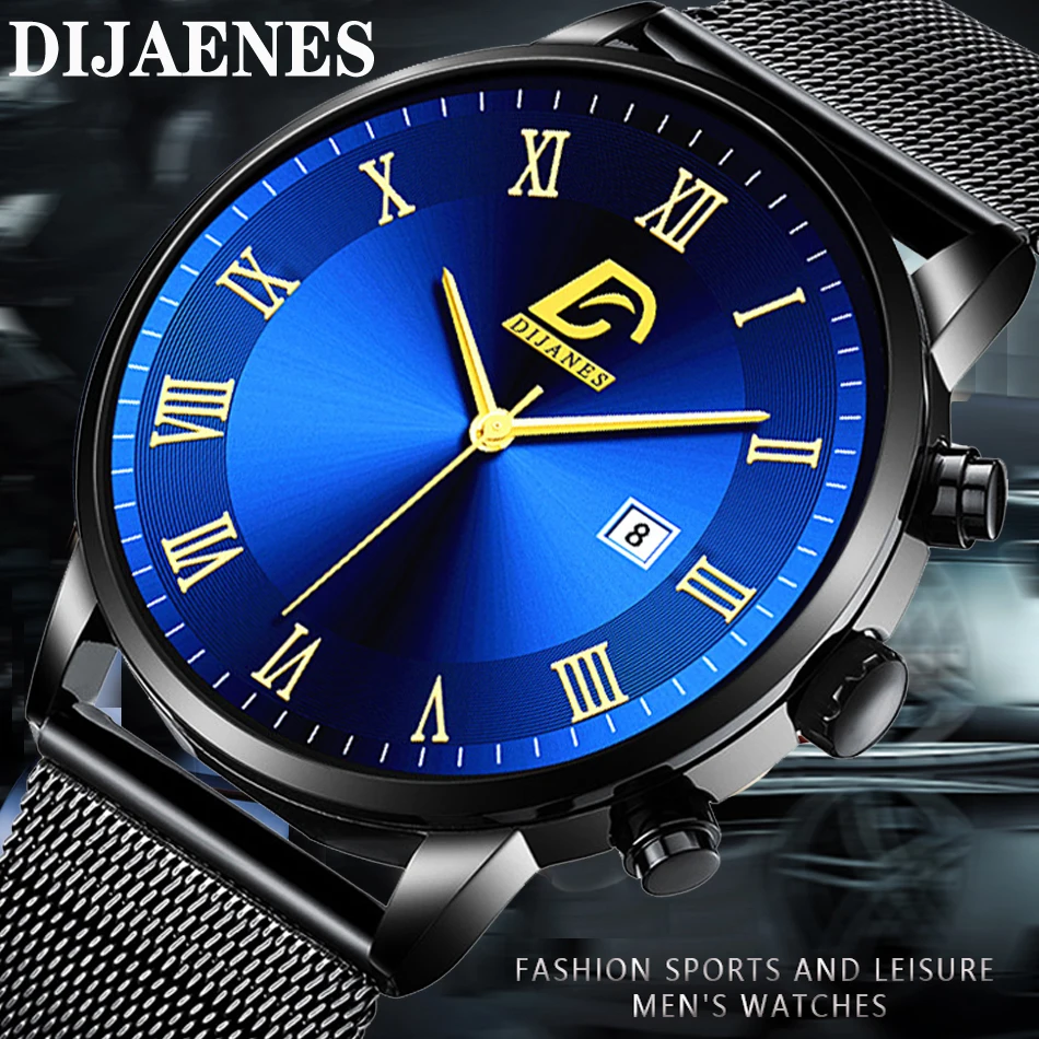 Модные мужские часы минималистичные ультратонкие наручные из нержавеющей стали