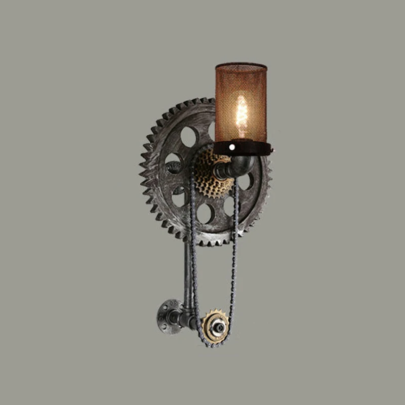 Винтажный настенный светильник Лофт с цепочкой шестерней бра для гостиной