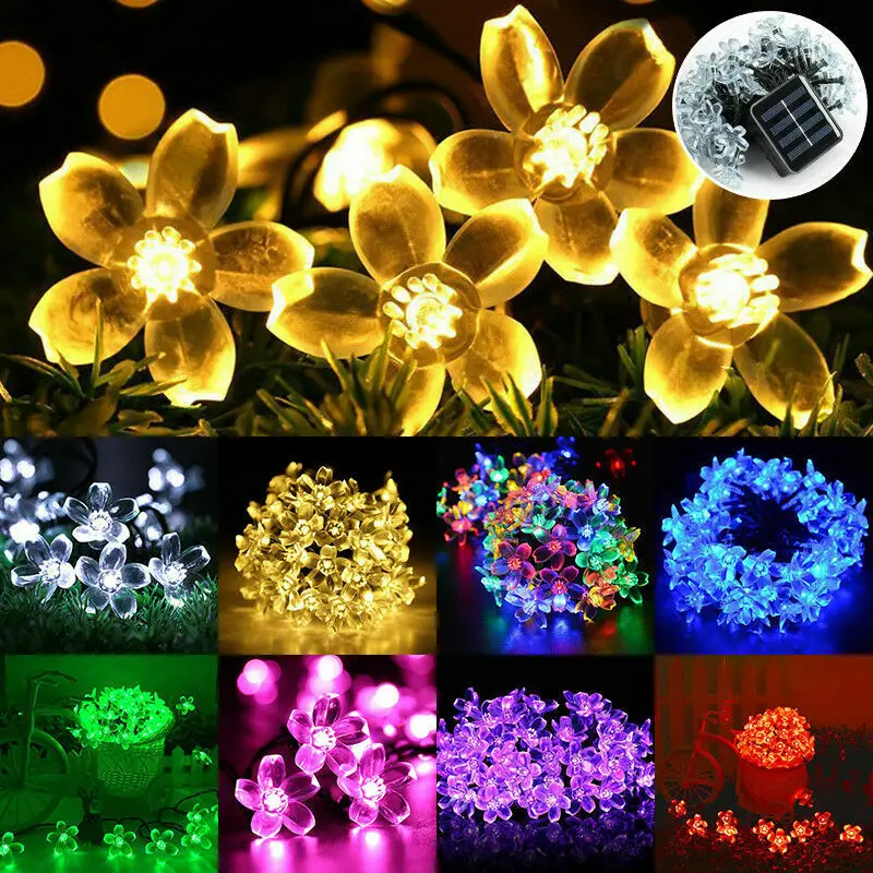 50LED Солнечный Вишневый струнный светильник s свадебный декоративный праздничный
