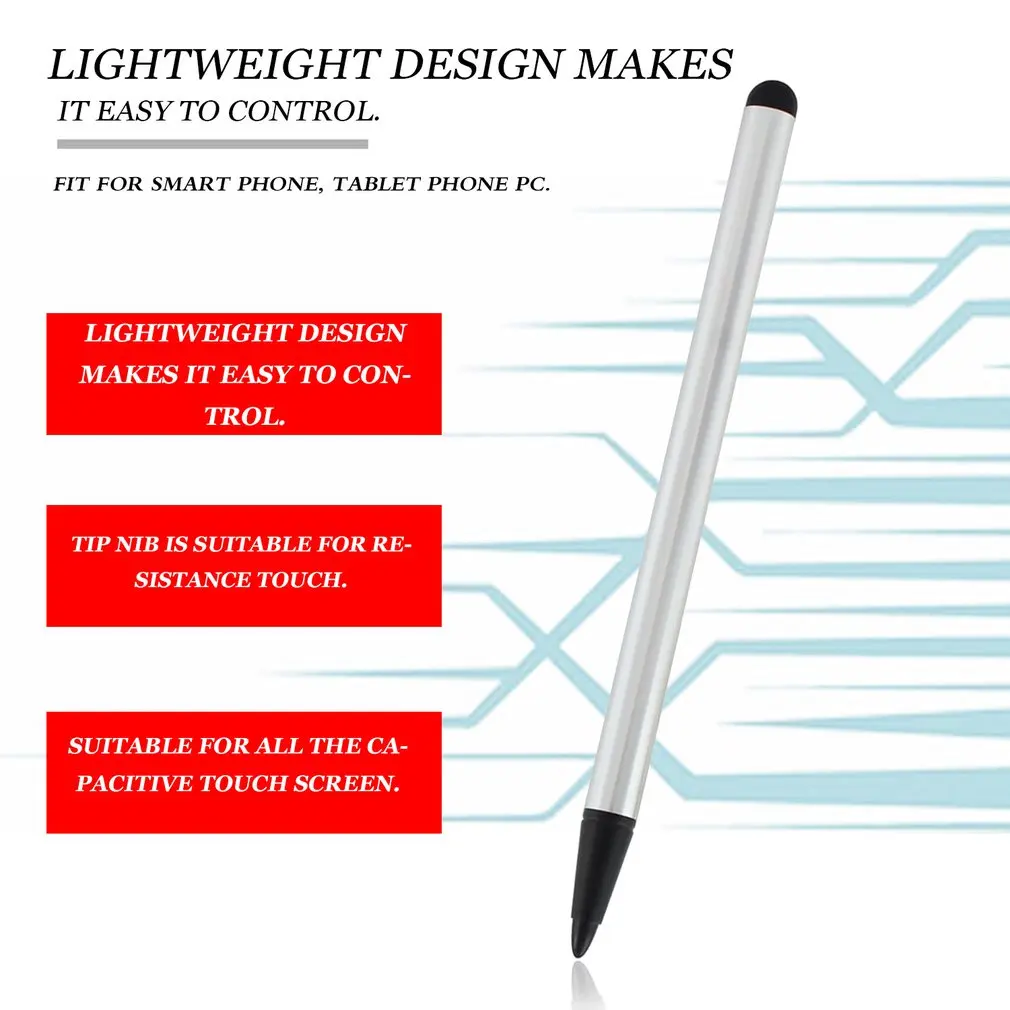 

2-in-1 Multifunction Touch Screen Pen Universal Stylus Pen Resistance Touch Capacitive Pen for Smart Phone Tablet PC