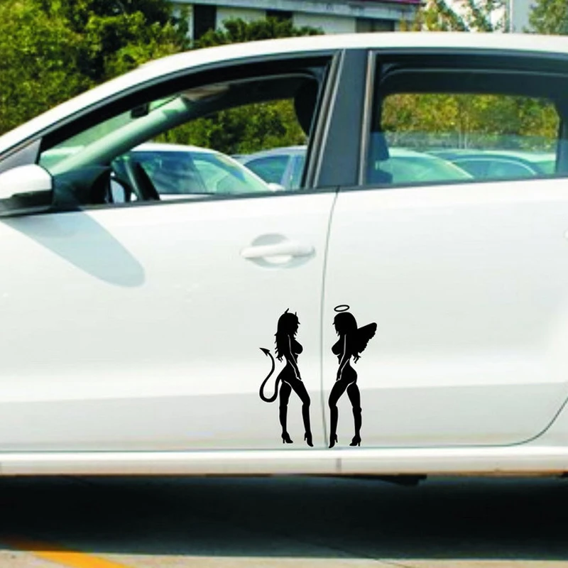 ANGEL DEVIL Sexy Girl fun Personality Anti-Scratch protection Car Stickers And Decals For Toyota Volkswagen Audi Accessories | Автомобили