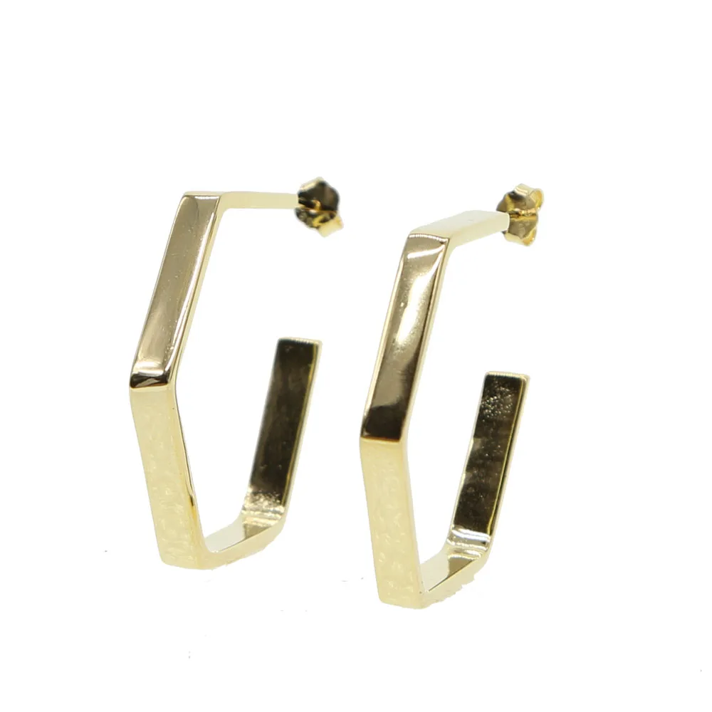 Серьги-кольца с шестигранной головкой 35 мм 100% Стерлинговое Серебро 925 пробы