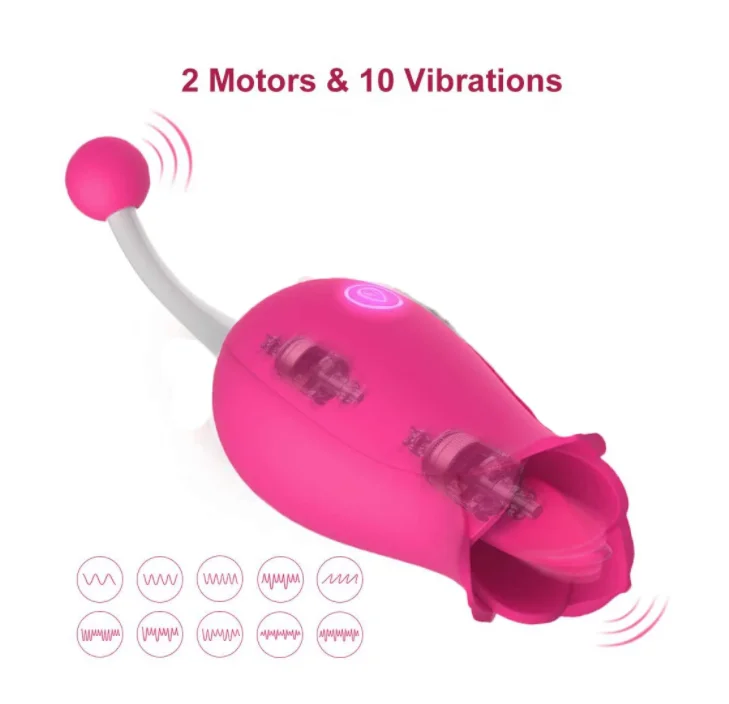 Роза цветок двойной головы Вибрационный Для женщин соски груди массажные Секс