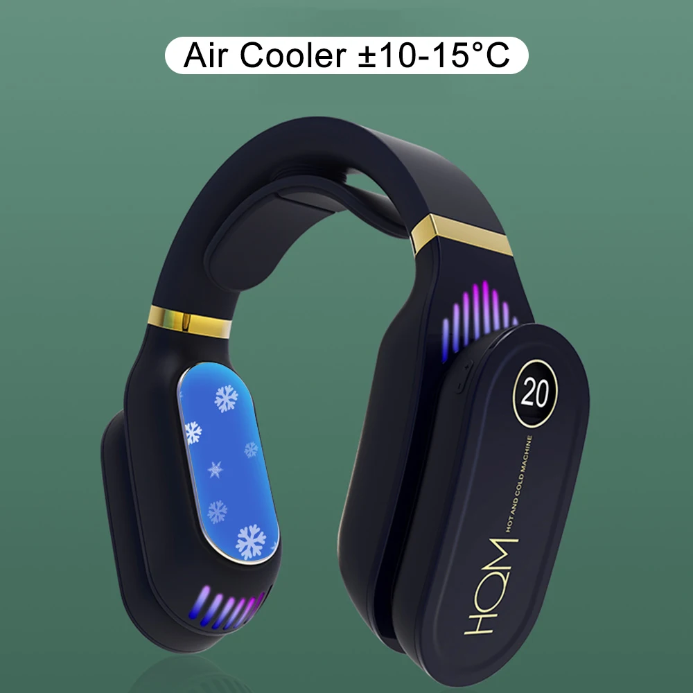 

Mini Neck Fan Wearable Portable Air conditioner Bladeless Ventilador USB Rechargeable Leafless Neckband Fan With Warm Heater