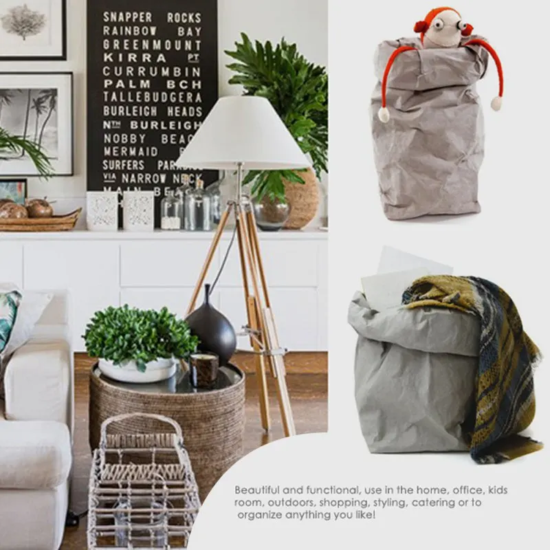 Kraft Paper Storage Bags Vegetable Plant Flower Pot Basket Home Organization Succulents Washable | Дом и сад