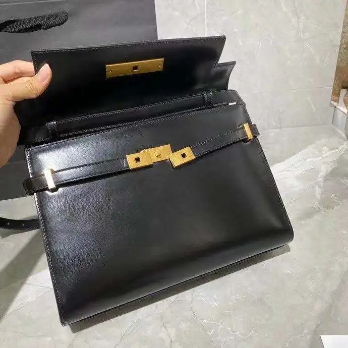 

Manhattan Box Cow Leather Shoulder Bag Golden Metal Baguette Flap Womens Tote Messenger Bag Female Crossbody Bags Handbag Purse