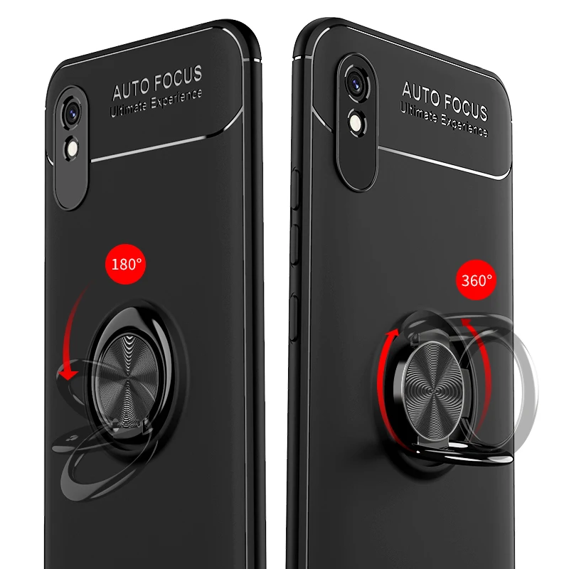 

Shockproof kickstand case for redmi 7a 8a 9a phone cases for redmi 7 9 With Finger Ring matte soft tpu back cover cases
