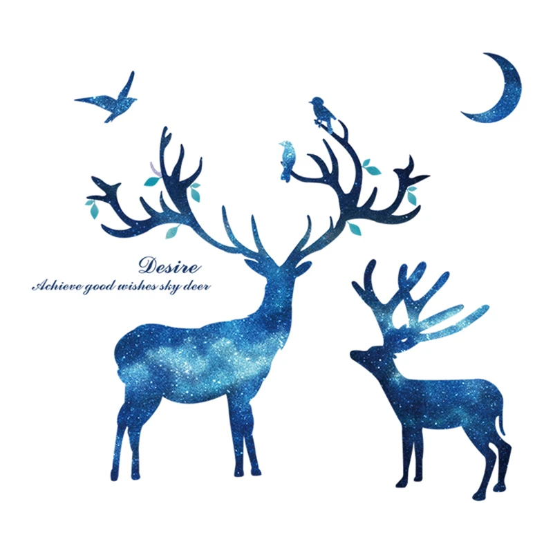 

Cartoon Piano Girl Wall Stickers DIY Blue Deers Animals Mural Decals for Baby Room Kids Bedroom Nursery Home Decoration