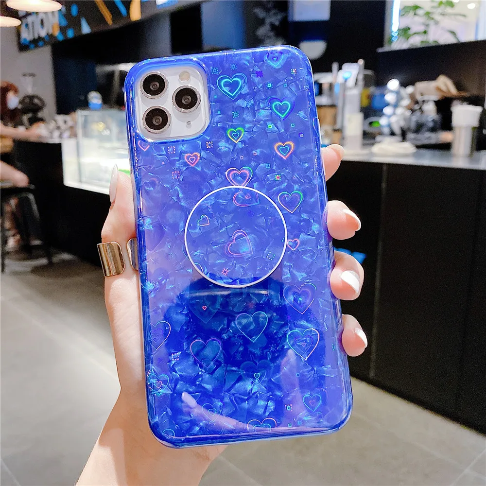 Fashion Colorful Glitter Phone Case for iPhone 11 Pro Max XR XS SE 2020 7 8 Plus Dream Soft TPU Bracket Shell Pattern Love Cover | Мобильные