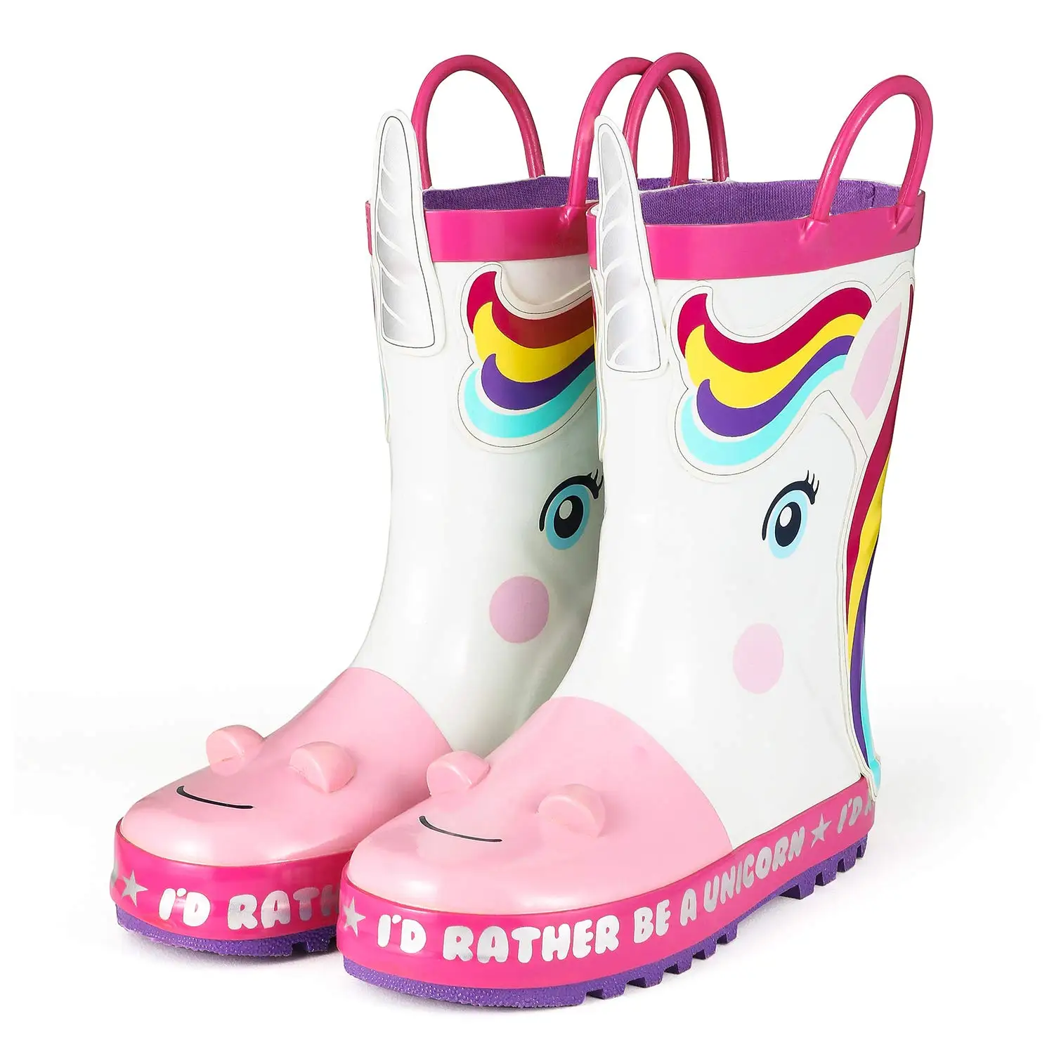 Pride Unicorn KushyShoo/резиновые сапоги для девочек; детские резиновые сапоги с милым принтом единорога; Kalosze Dla Dzieci; Водонепроницаемая детская водонепроницаемая обувь - Цвет: Pride Unicorn