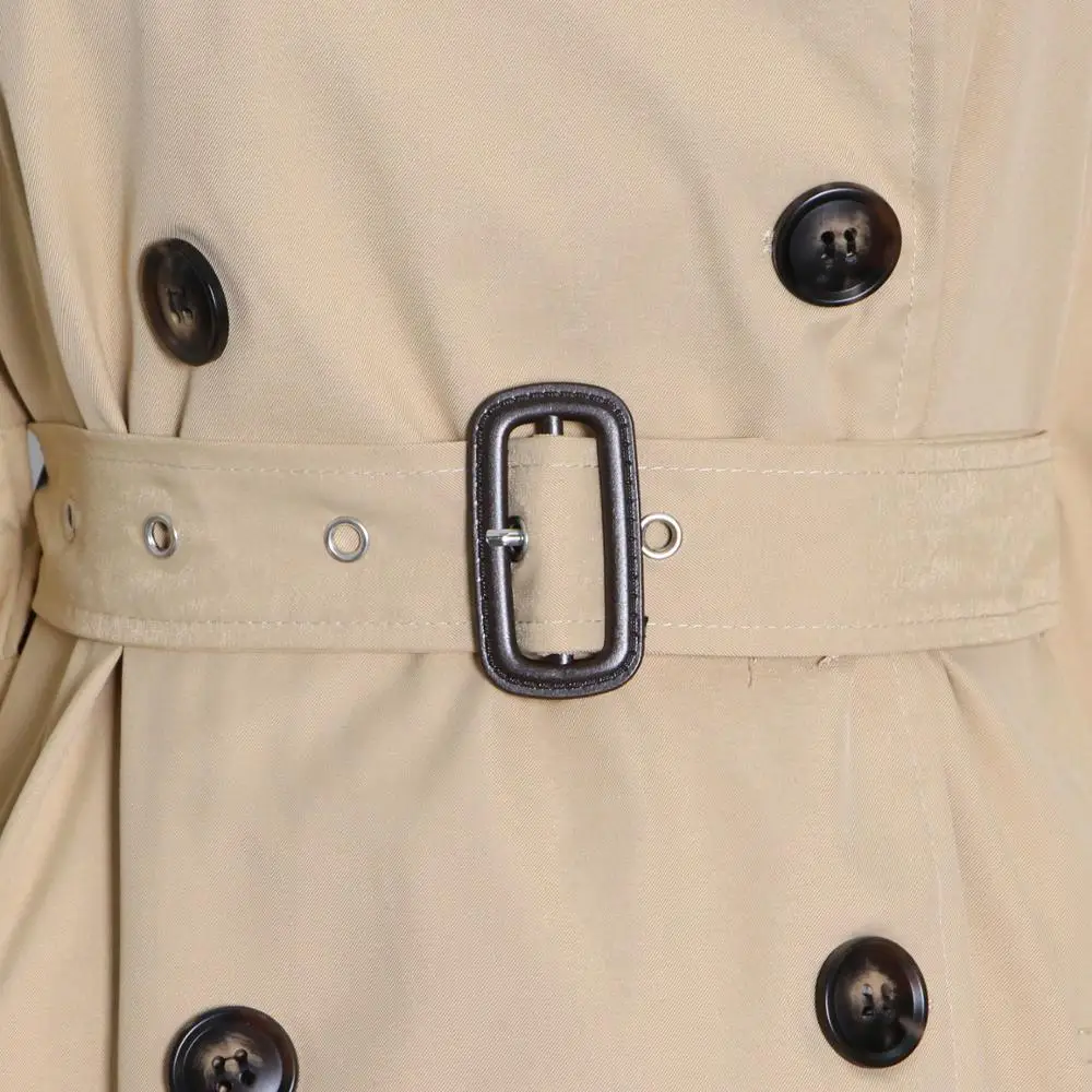 

2021 Newest Women Casual Coats Fashion Lapel Collar Double Breasted Skinny Waist Cape Type Long Coats For Streetwear Party