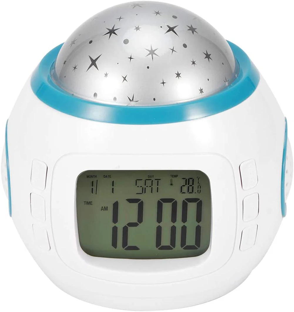 

Star projector alarm clock LED music alarm clock multi-function calendar temperature display night light room decoration