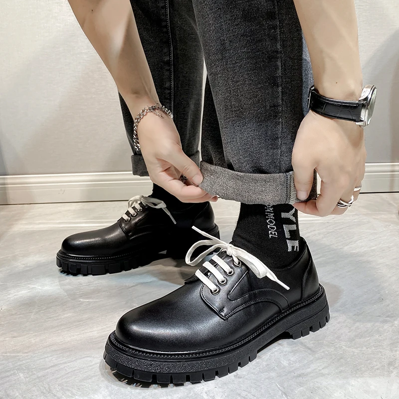 

Men's Autumn Winter New British Tooling Shoes New Cool Youth Outdoor Work Men's Shoes Black Formal Dress Shoes Work Sneakers