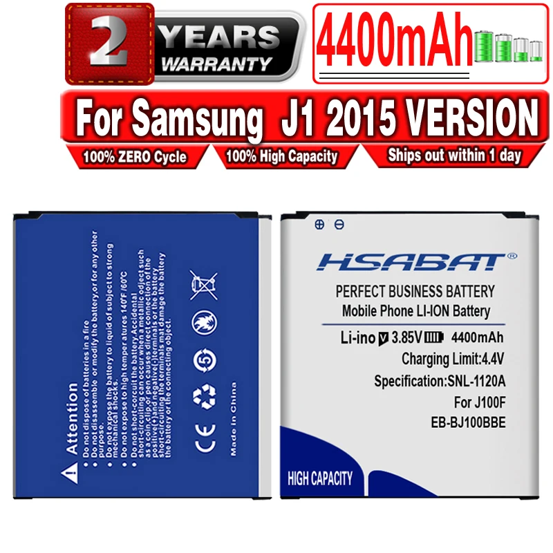 Аккумулятор HSABAT EB BJ100BBE 4400 мАч для Samsung Galaxy J1 версии 2015/J100 J100D J100F J100H J100FN J100M|battery for