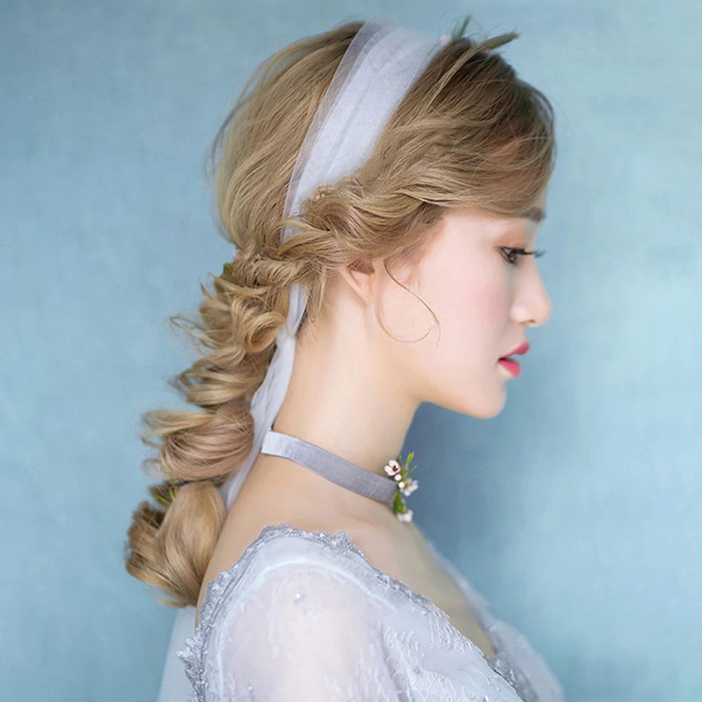 

Простые Свадебные женские длинные тюлевые Свадебные повязки на голову элегантные свадебные аксессуары лента для волос женские вечерние головные уборы цвета слоновой кости