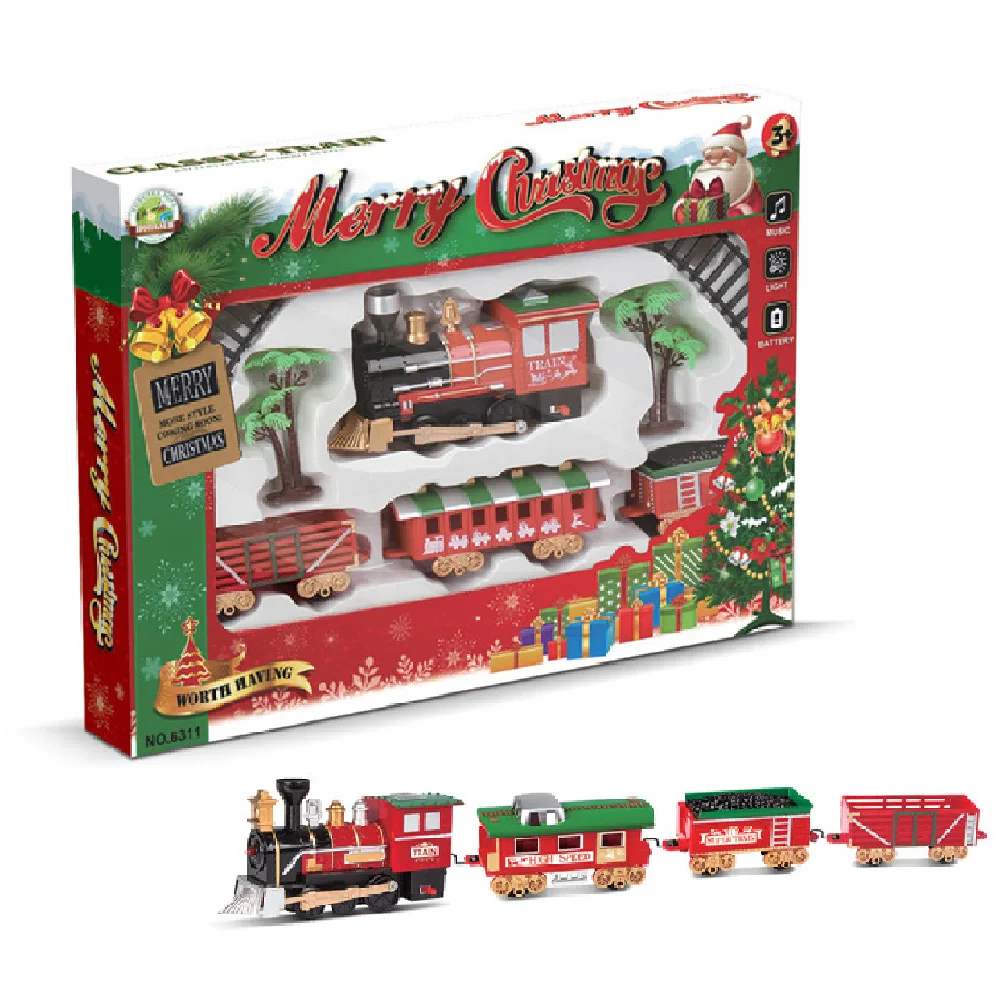 Рождественская игрушка электрический трек поезд светильник музыкальная функция